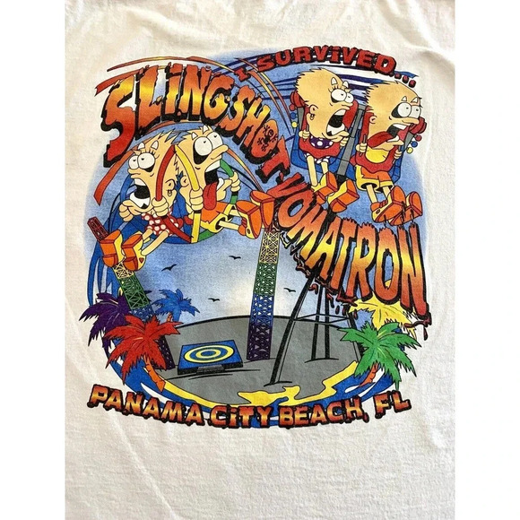 Vintage Slingshot Vomatron T Shirt Theme Park Graphic Tshirt Sz Large L Gildan - Picture 8 of 10